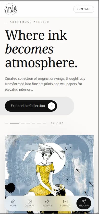 ArchiMuse Atelier — изглед на телефон