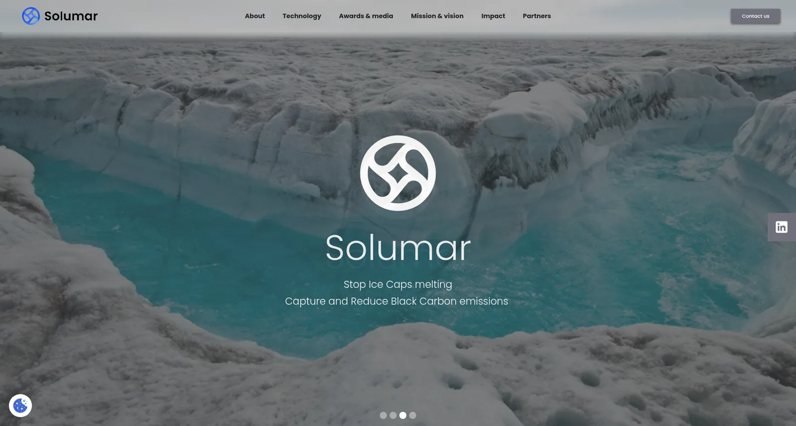 Solumar — първи екран с логото и надписа Stop Ice Caps melting